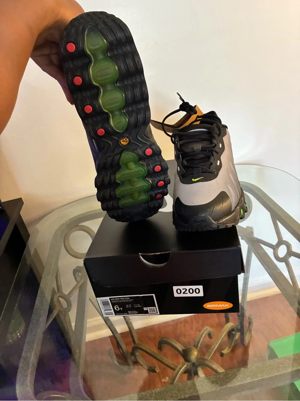 Nike Youth Gray & Black Air Max Sneakers with Green Accents